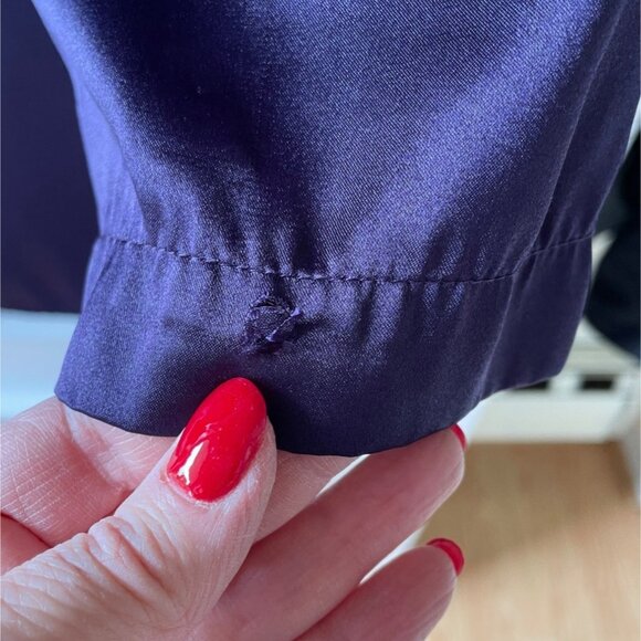 Vintage Victorias Secret Purple Satin Long Button-Up Nightshirt Pajama Top Sz XS - Picture 9 of 12